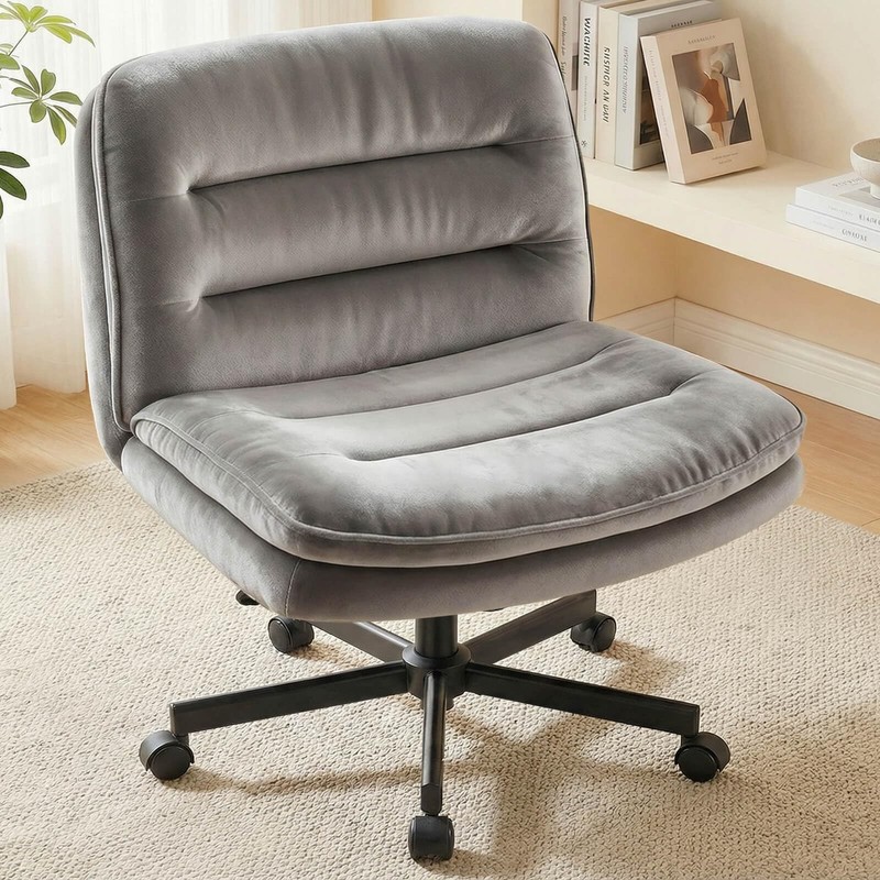 Criss Cross Office Chair with Wheels Armless Desk Chair Comfy, Modern Vanity …