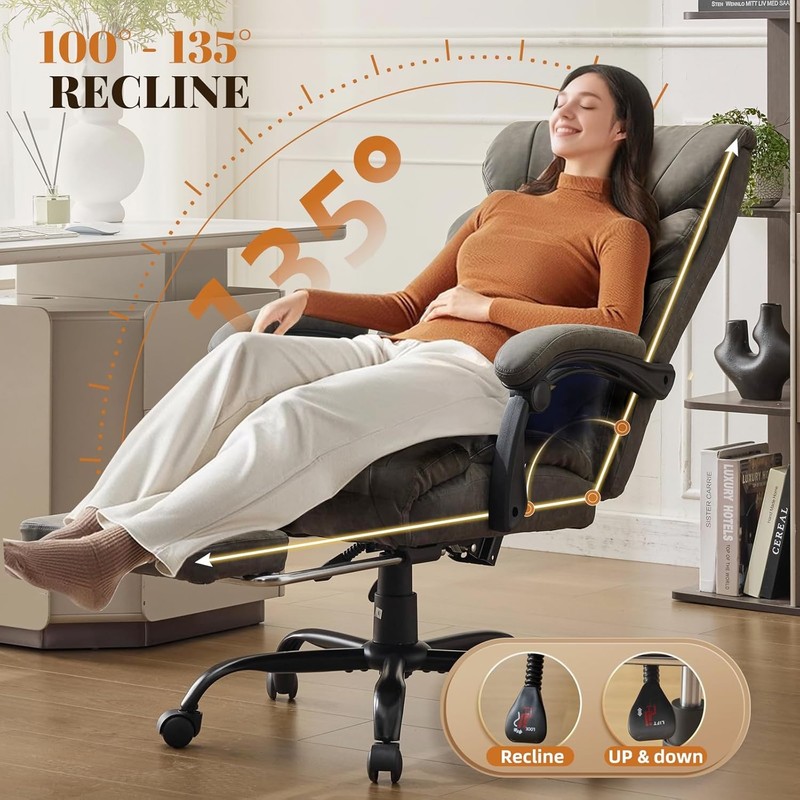 500lbs Big and Tall Office Chair with Footrest Wide Ergonomic Computer Chair gallery