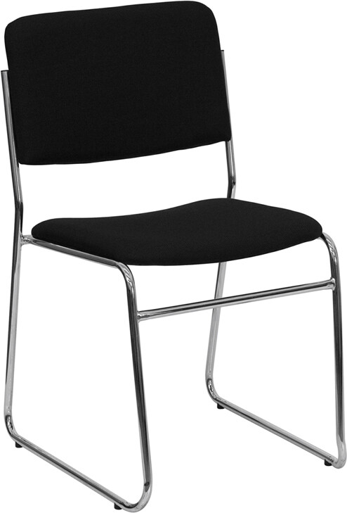 Heavy Duty Sled Base Black Fabric Stack Office Chair - Waiting Room Chair