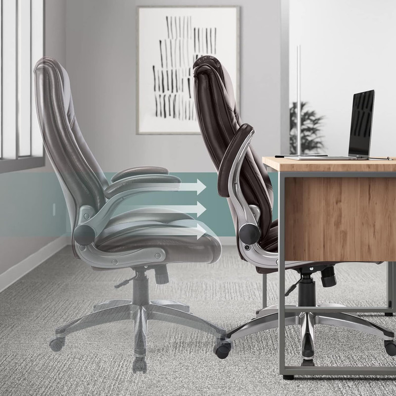 Brown Leather High Back Executive Office Chair with Adjustable Arms gallery