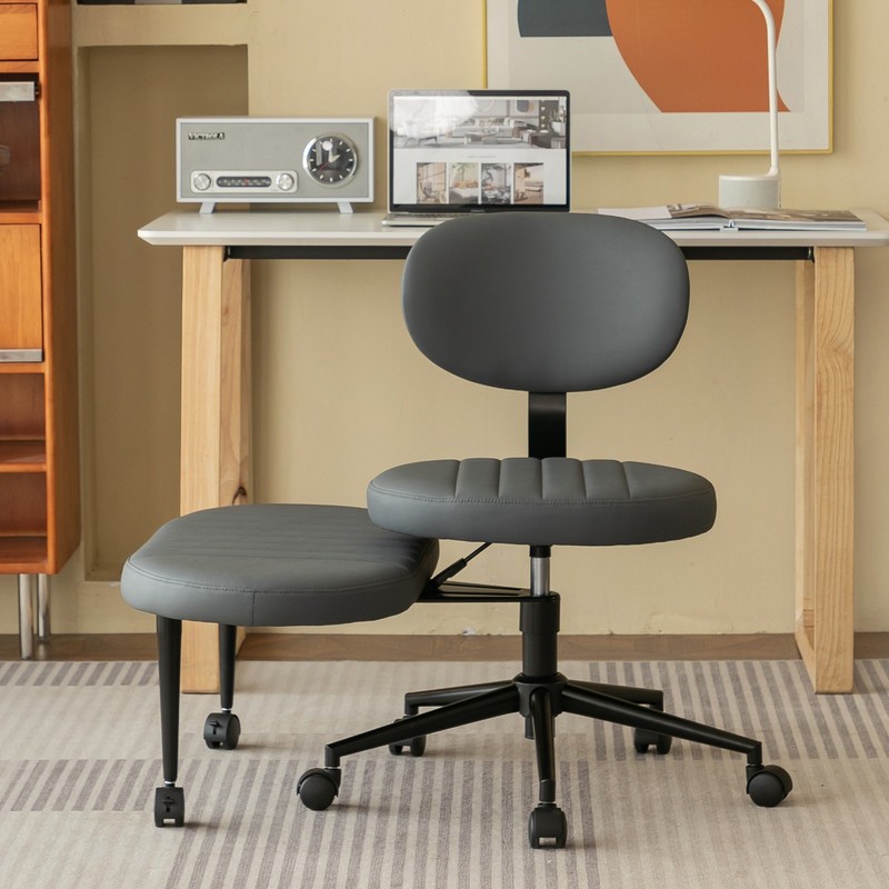 Ergonomic Cross Legged Office Chair with Back Support & Swivel Base gallery