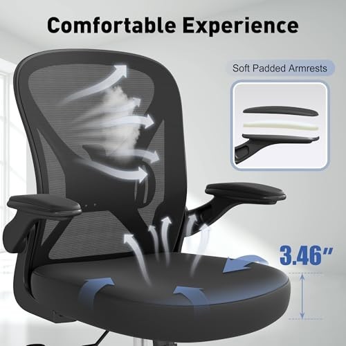 Ergonomic Mesh Office Chair with Adjustable Lumbar Support & Flip-up Arms, Black gallery
