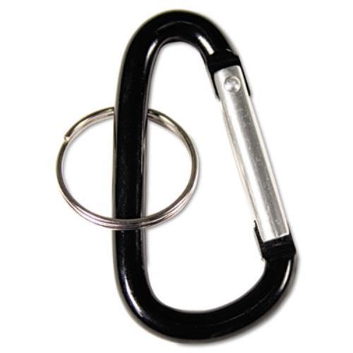Ace Office 75555 Carabiner Key Ring 10 Pack Black Aluminum