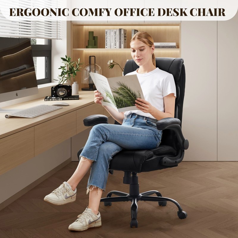Big and Tall Office Chair Reclining High Back Leather Computer Chair 500LBS gallery
