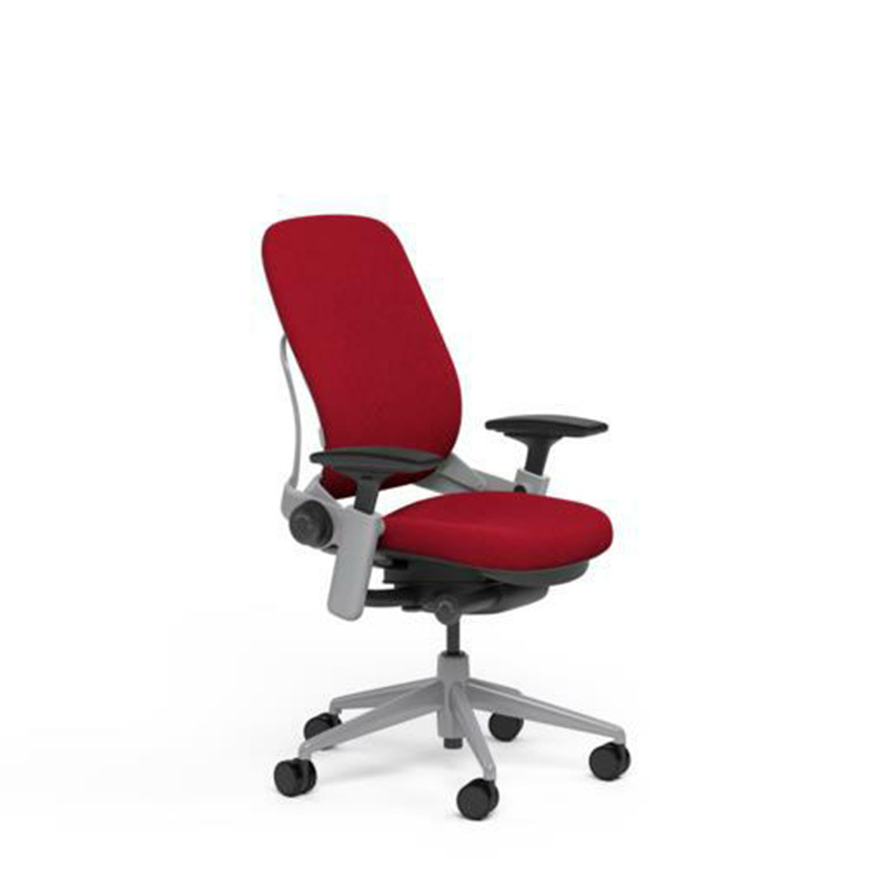 Steelcase Leap PLUS Adjustable Chair V2 – Buzz2 Rouge Red Fabric 500lb Platinum
