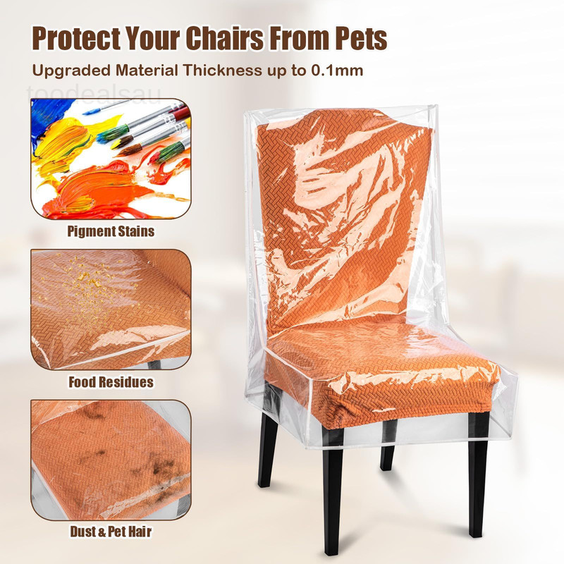 Dining Chair Covers, Waterproof Covers - 4 W/21'' x D/18'', Transparent gallery