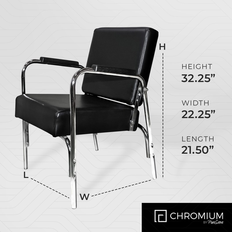 PureSana Chromium Professional Reclining Vinyl Shampoo Chair, Black (Open Box) gallery