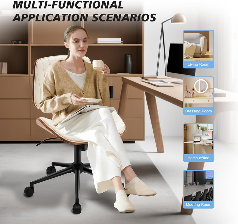 Ergonomic Armless Swivel Desk Chair with Adjustable Height and Modern Design - B gallery