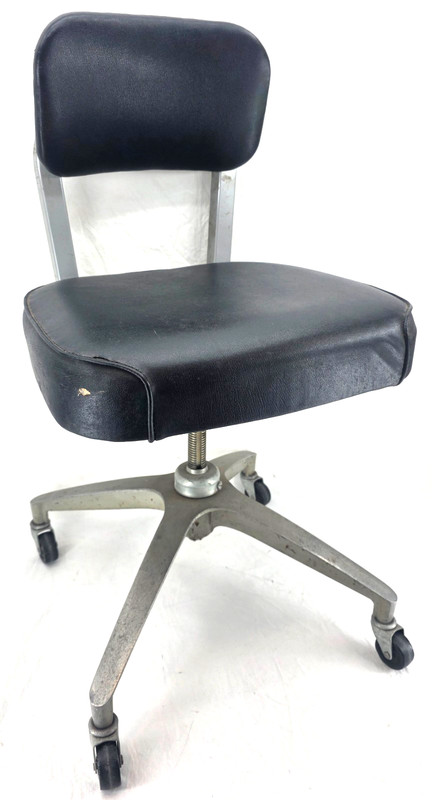 Cole Steel Black Mid Century Modern Swivel Rolling Desk Work Office Chair