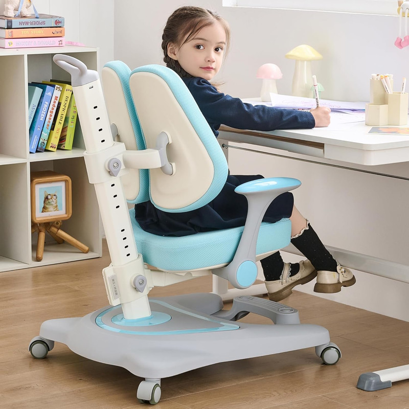 Kids Desk Chair,Ergonomic Chair: Height-Adjustable, Double Back Support – Multif