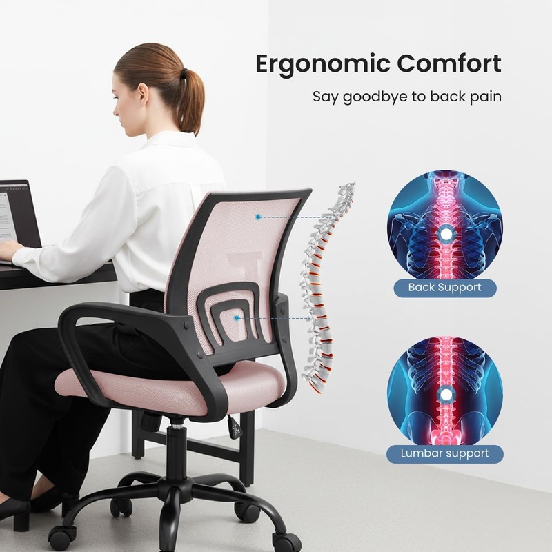 Ergonomic Mid Back Mesh Office Chair with Lumbar Support, Adjustable Height, Roc gallery