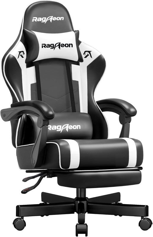 Gaming Chair for Adults Gamer Game – Ergonomic Gaming Chair with Footstool, Head