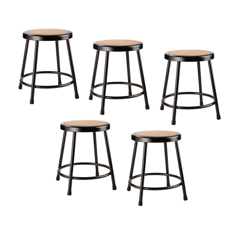 (5 Pack) NPS® 18″Heavy Duty Steel Stool, Black