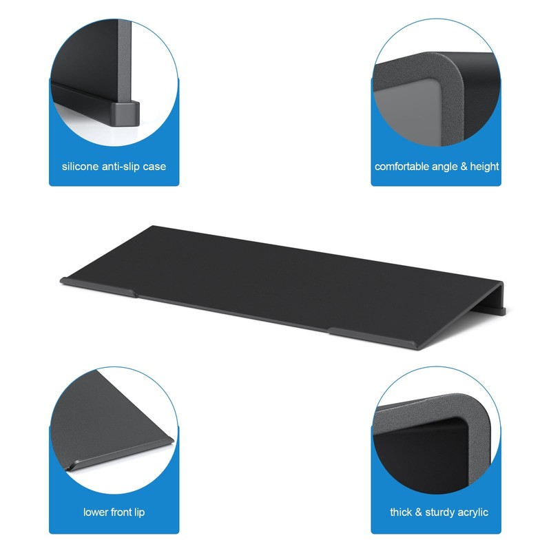 2 PCS Comfortable Computer Keyboard Stand Ergonomic Acrylic Riser Matte Black gallery