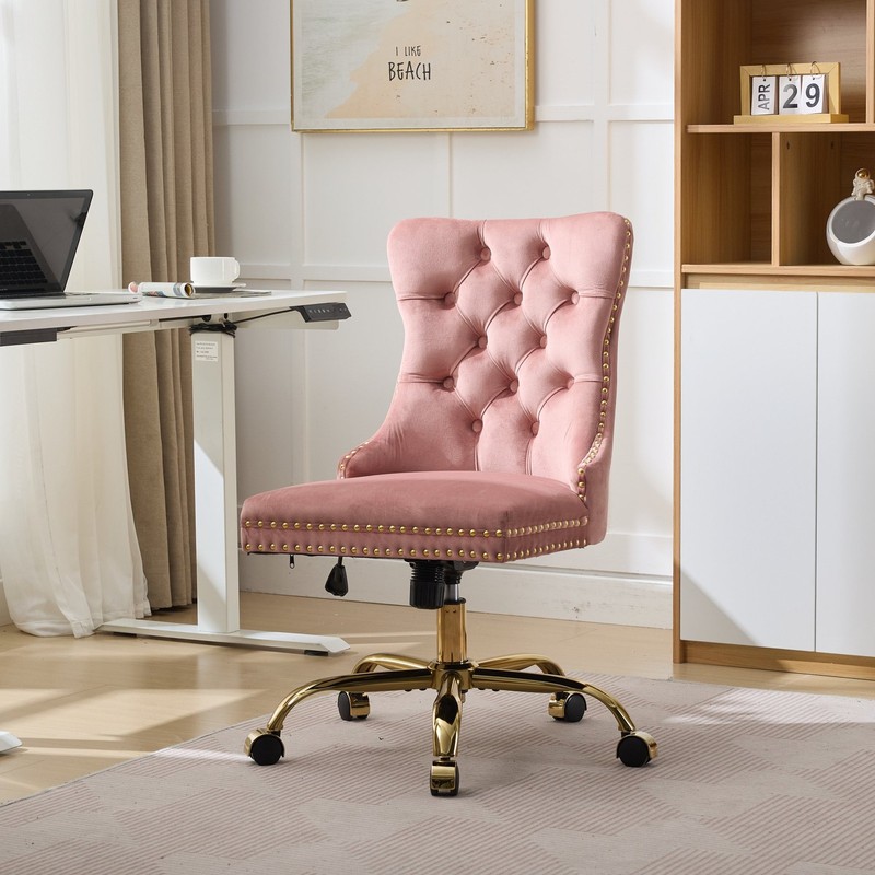 Furniture Office Chair,Modern Velvet Upholstered Tufted Button Home Office Chair