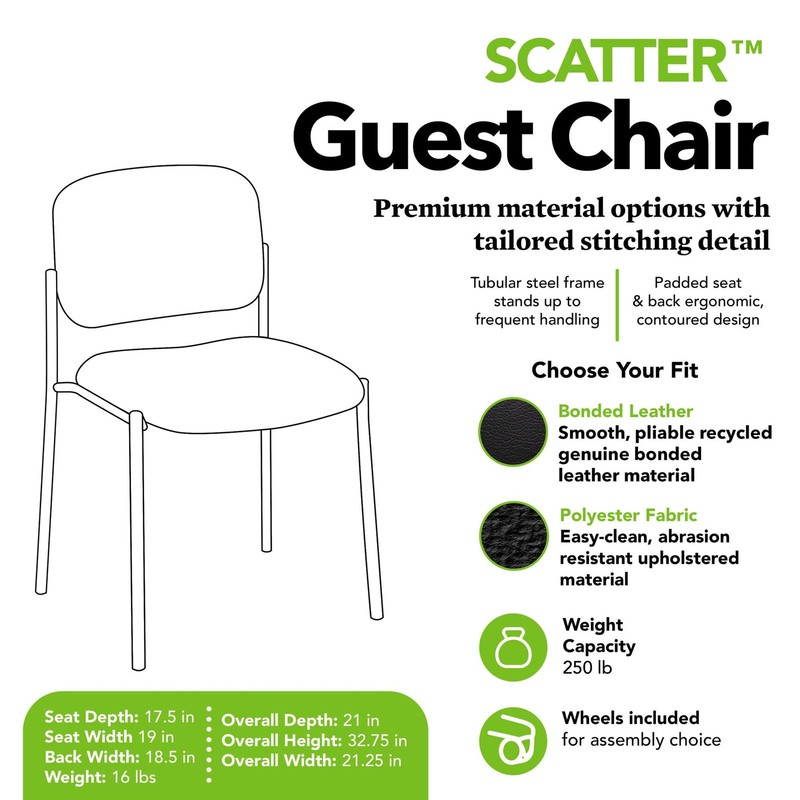 Stylish Armless Black Fabric Office Chairs Stackable Guest Conference Seating gallery