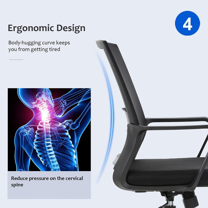 FDW Office Chair Ergonomic Desk Chair Mid-Back Mesh Computer Chair Lumbar Sup... gallery
