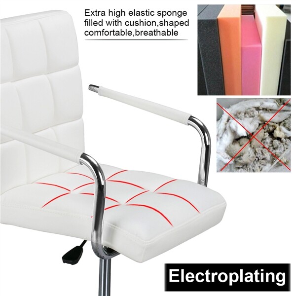 Executive Home Office Chair PU Leather Computer Desk Task Gas-lift Swivel White gallery