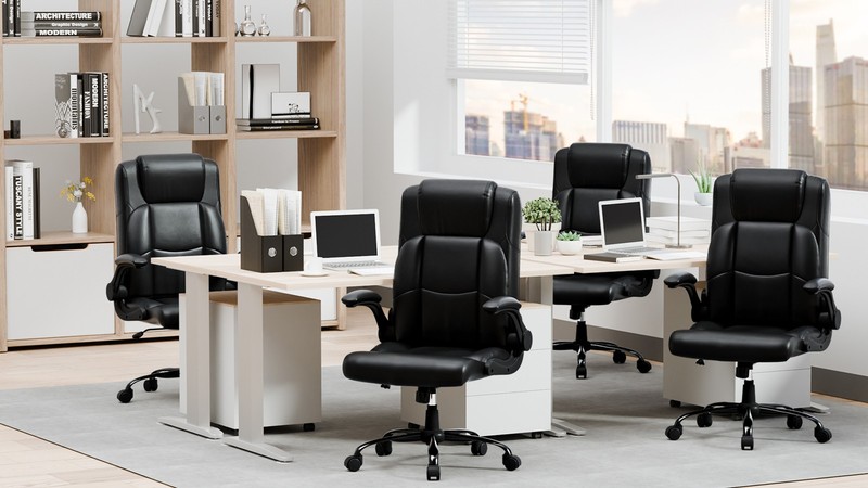 JONPONY Leather Office Chair, Big and Tall Office Chair 400LBS Wide Seat Ergonom gallery