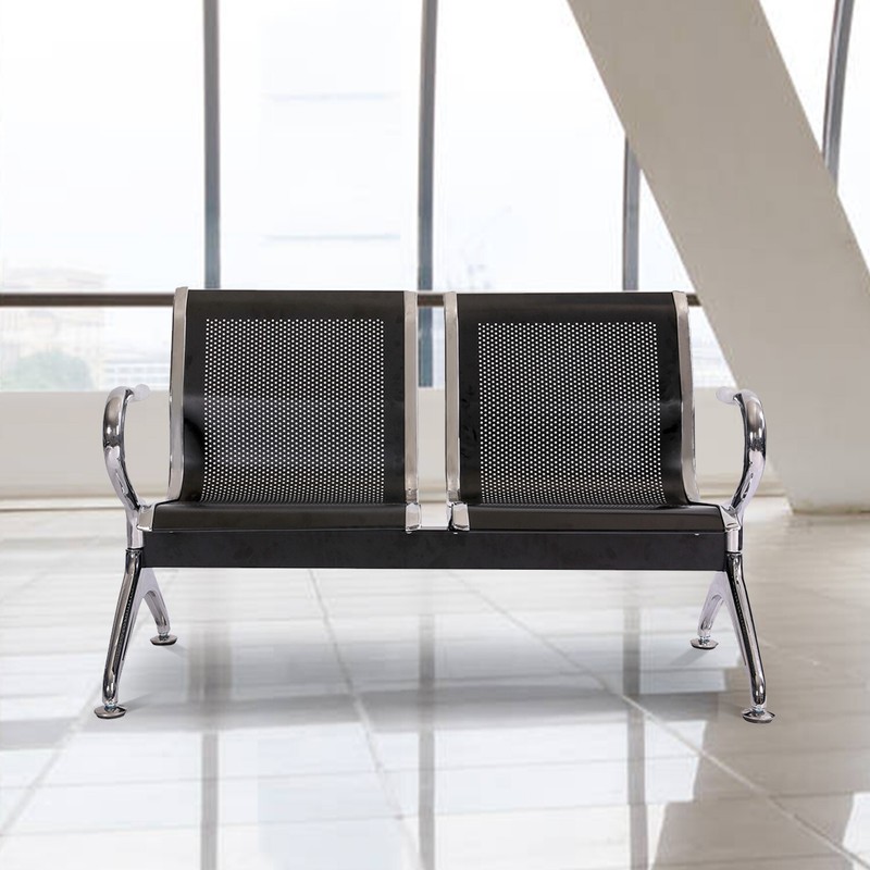 Airport Reception Chair Waiting Room Chair Guest Bench for Office Business Black gallery