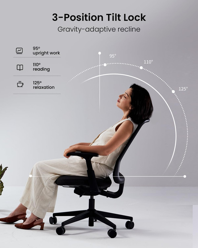 Ergonomic Flexer Office Chair with Foam Cushion & Breathable Mesh - Black gallery