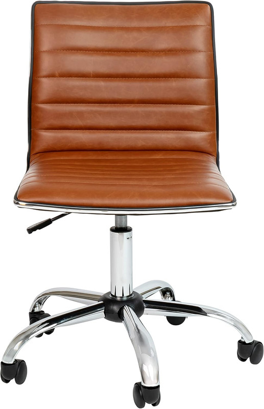 Stylish Brown Vinyl Office Task Chair with Chrome Frame and Ribbed Design gallery