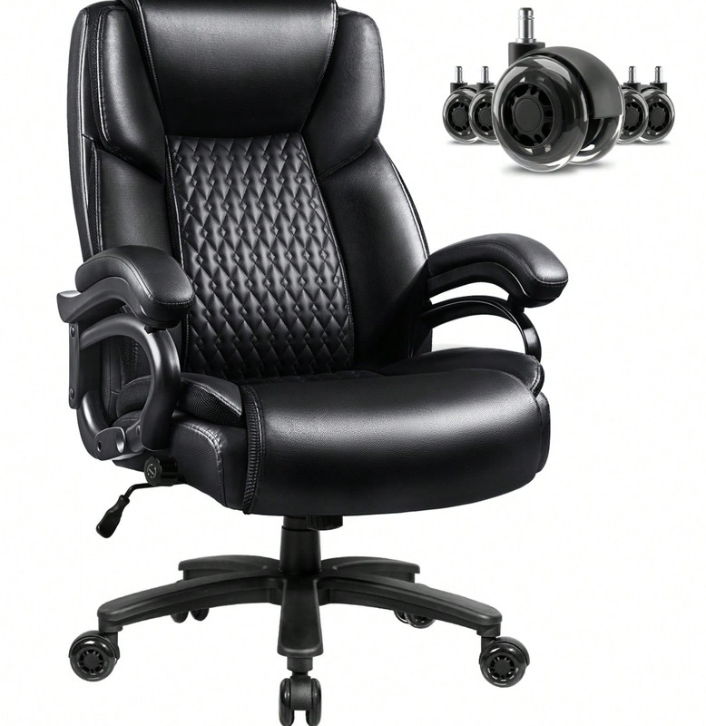 500lbs Heavy Duty big and tall leather office Chair Ergonomic executive wide 500 gallery