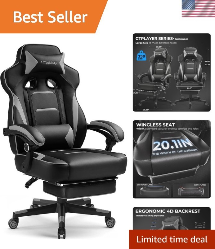 Big and Tall Gaming Chair with Footrest Ergonomic Office Chair Recliner