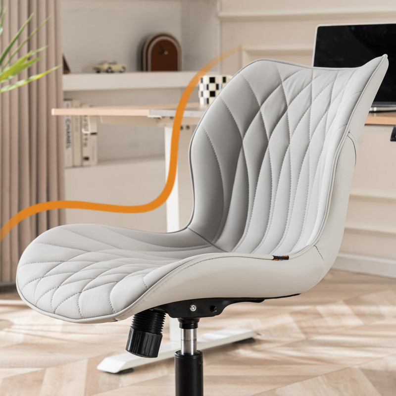 Comfy Armless Desk Chair with Wheels - Modern Ergonomic Swivel Chair (Gray) gallery