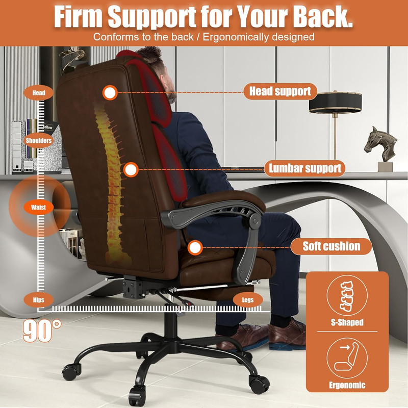 Ergonomic High Back Office Chair with Footrest & Neck Support - 400Lbs Capacity gallery