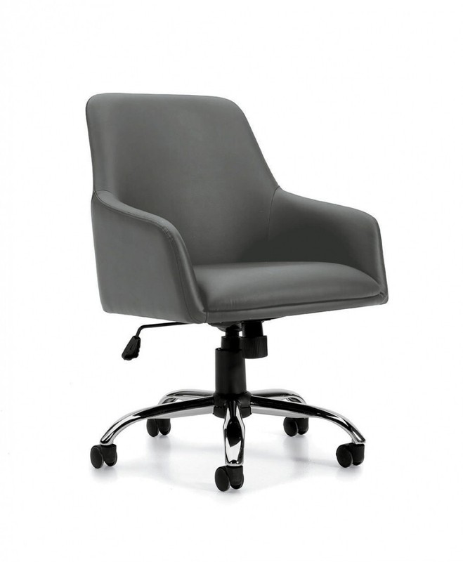Offices to Go Set of 10 Mid-Back Tilter Conference Chairs with Charcoal Luxhide gallery