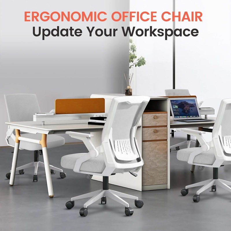 Ergonomic Office Chair with Flip-Up Armrests & Lumbar Support in Moon Gray gallery