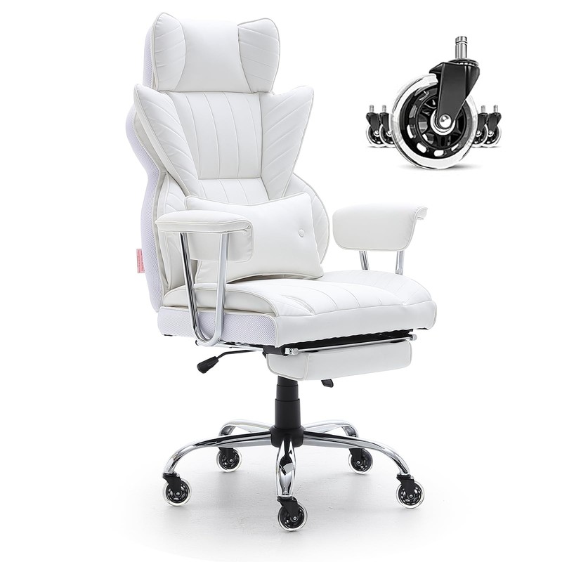 Ergonomic Executive Office Chair with Footrest 350lbs Support White VEVOR