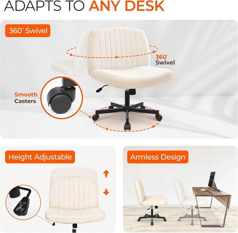 Comfortable Armless Swivel Desk Chair - Modern Design for Reading & Lounging gallery