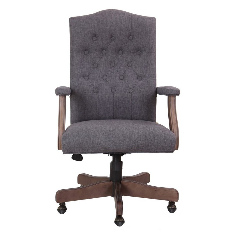 BOSS Executive Slate Grey Commercial Grade Linen Chair W/ Driftwood Finish Frame gallery