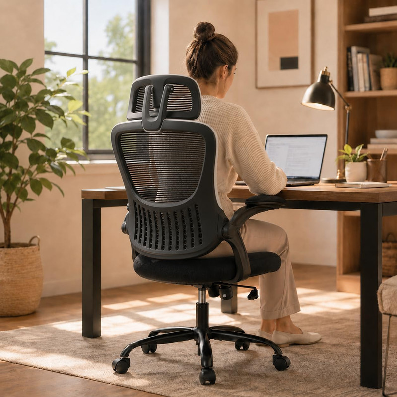 Ergonomic Black Office Chair with Adjustable Headrest and Lumbar Support gallery