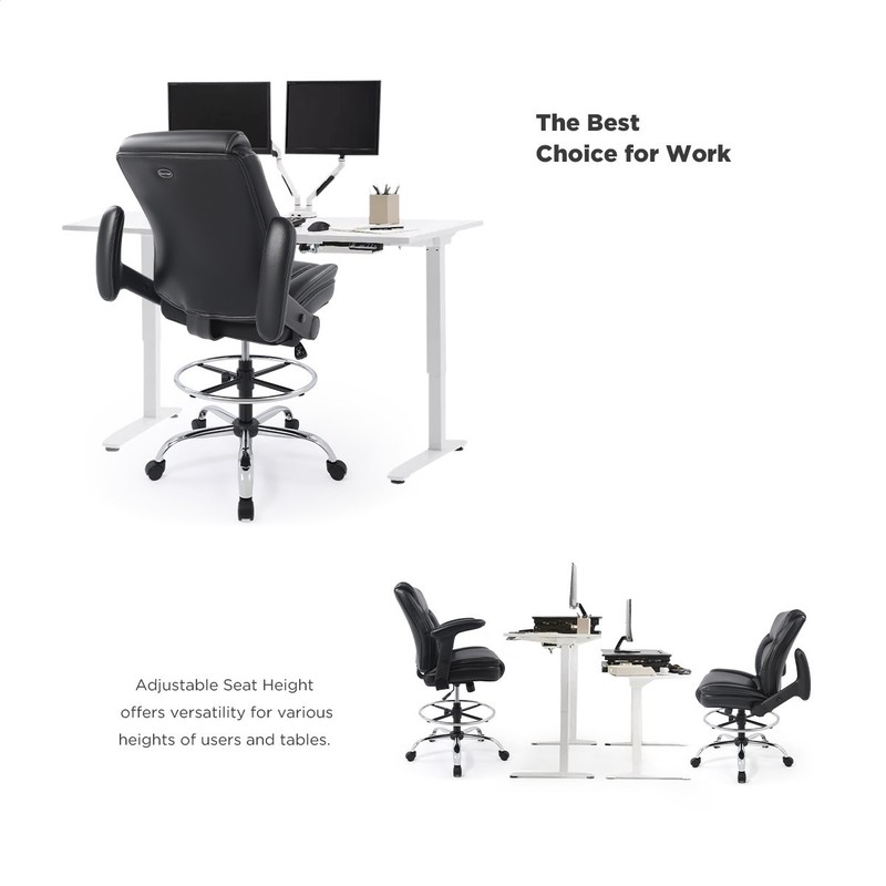 CHAIRMAN® Ergonomic Faux Leather Adjustable Drafting Office Chair with Foot Ring gallery