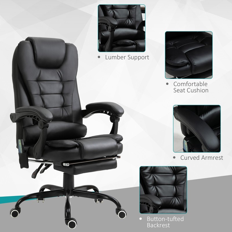 7-Point Vibrating Massage Office Chair with High Back Black gallery