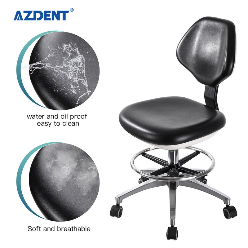 Dental Medical Assistant Stool Adjustable Height Mobile Chair Blue/Black gallery