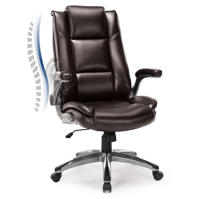Leather Executive Office Chair – High Back Home Computer Desk Chair with Padd…