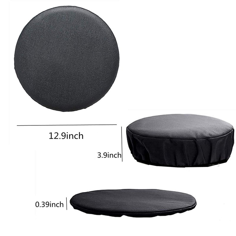 alblinsy hefei 2PCS Round Faux Leather Bar Stool Cover Waterproof Seat Black gallery