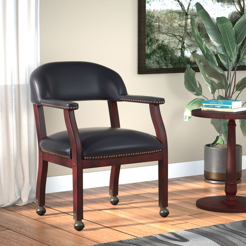 Boss Captain's guest, accent or dining chair in Black Vinyl W/ Casters gallery