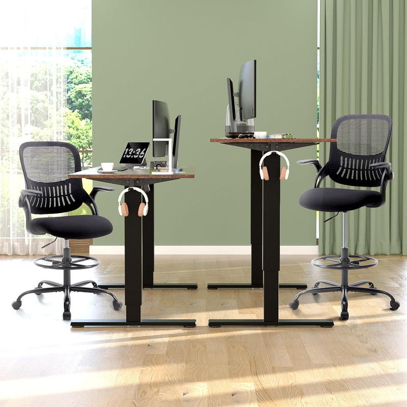 Drafting Chair for Standing Desk, Counter Height Adjustable, Flip-Up Arms, Ergon gallery