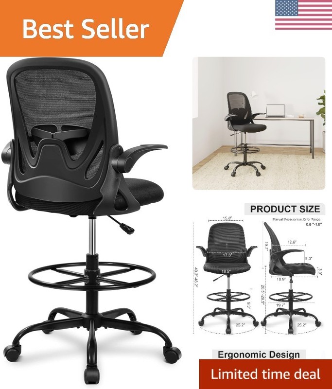 Tall Drafting Chair with Swivel & Breathable Mesh – 250 lb Capacity
