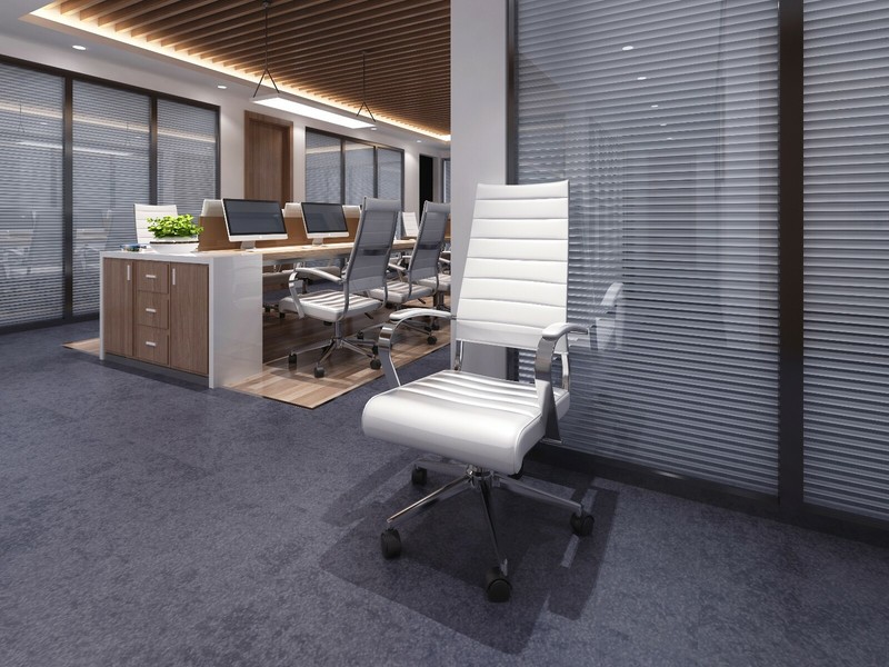 High Back Computer Desk Seat Adjustable Ribbed Leather Cushion Office Chair gallery