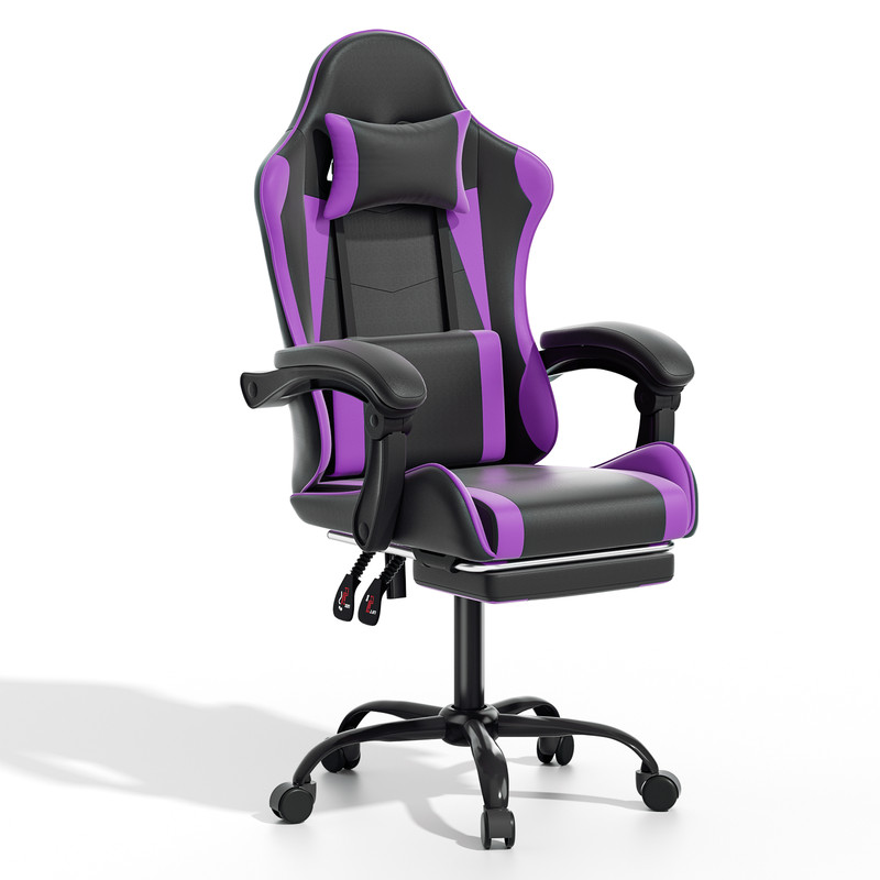 Ergonomic Coumputer Gaming Chair Office Swivel Recliner Seat w/ Footrest Purple