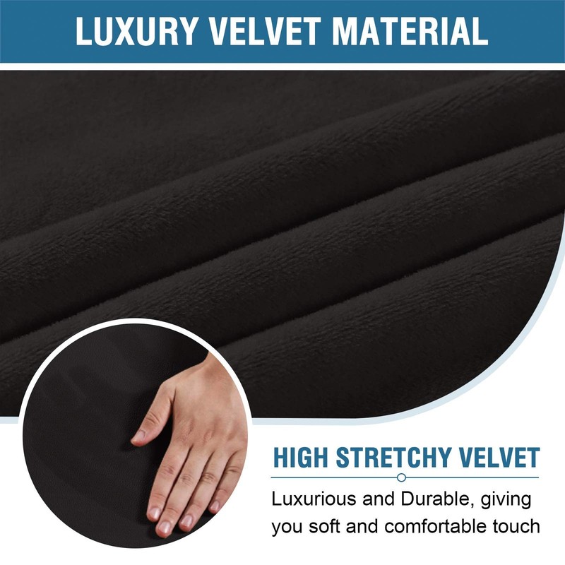 Velvet Home Office Stretchable Computer Desk Chair Covers Mid High Back Black gallery