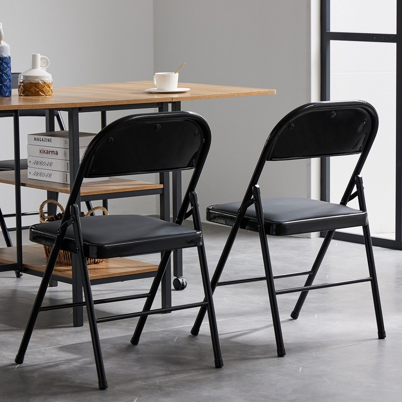 4 Pcs Folding Chairs 330lbs Heavy Duty Padded Metal Fabric Folding Chair Party gallery