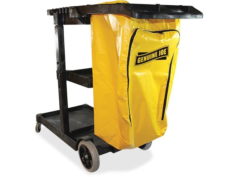 Genuine Joe Janitors Cart 20-1/2"Wx40"Lx38"H Lt Gray/Yellow 02342 gallery