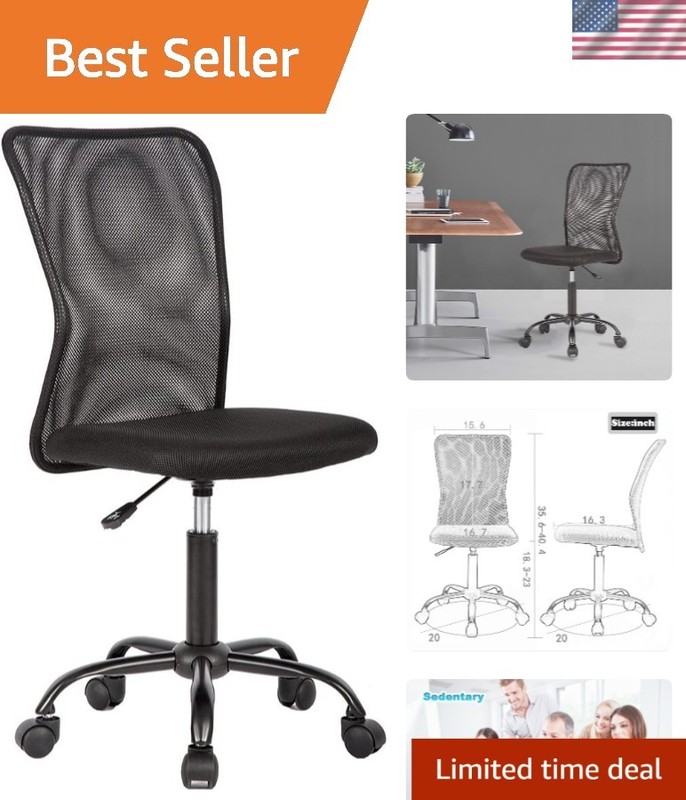Durable and Comfortable Mesh Computer Chair with Armless Design for Back Pain